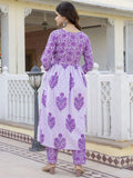 Women's Reyon Anarkali Printed Kurta with Pant & Dupatta set 