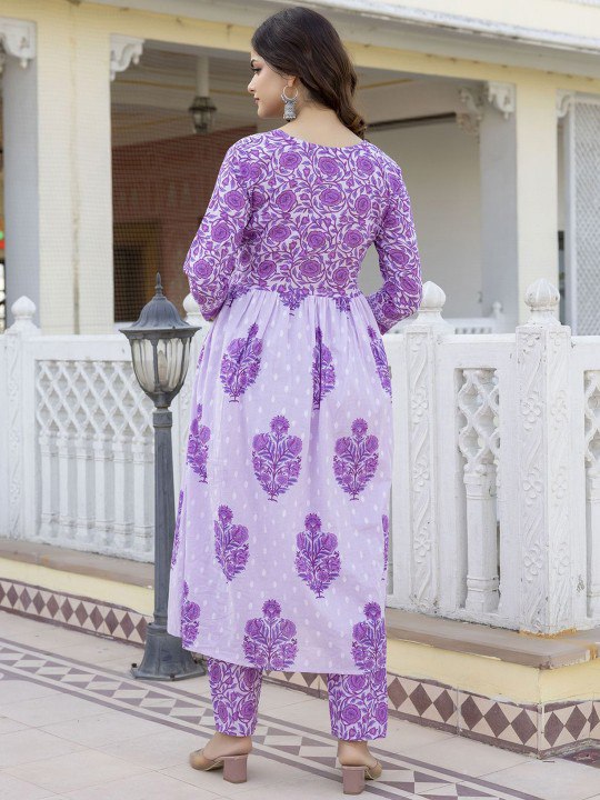 Women's Reyon Anarkali Printed Kurta with Pant & Dupatta set 