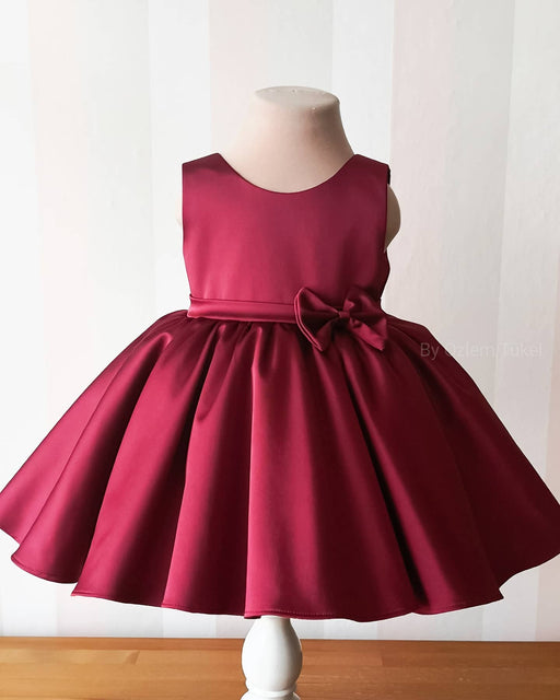 Girls Maroon Sleeveless Applique Party Dress