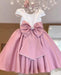 Girls Peach And White Silk Applique Party Dress