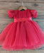 Girls Red Puff Sleeve Party Dress