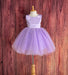 Girls Purple Pearls V-Back Knee-Length Party Dress
