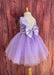 Girls Purple Pearls V-Back Knee-Length Party Dress